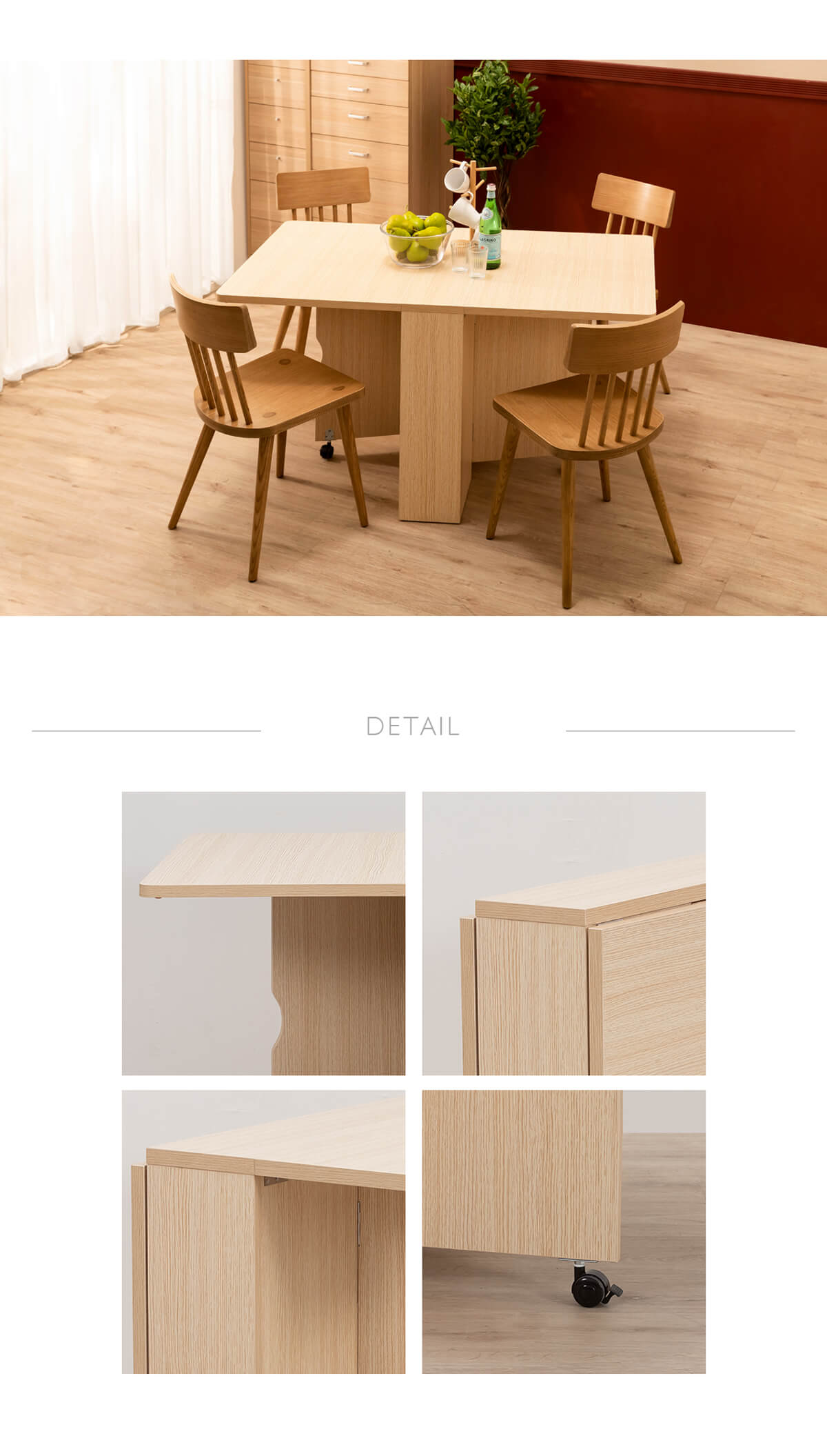 魔術空間-多功能收納折疊桌餐桌-加厚版(白橡色)_04